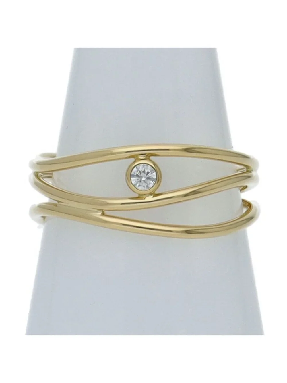 Tiffany & Co Elsa Peretti Wave Row Diamond Ring 18k Yellow Gold